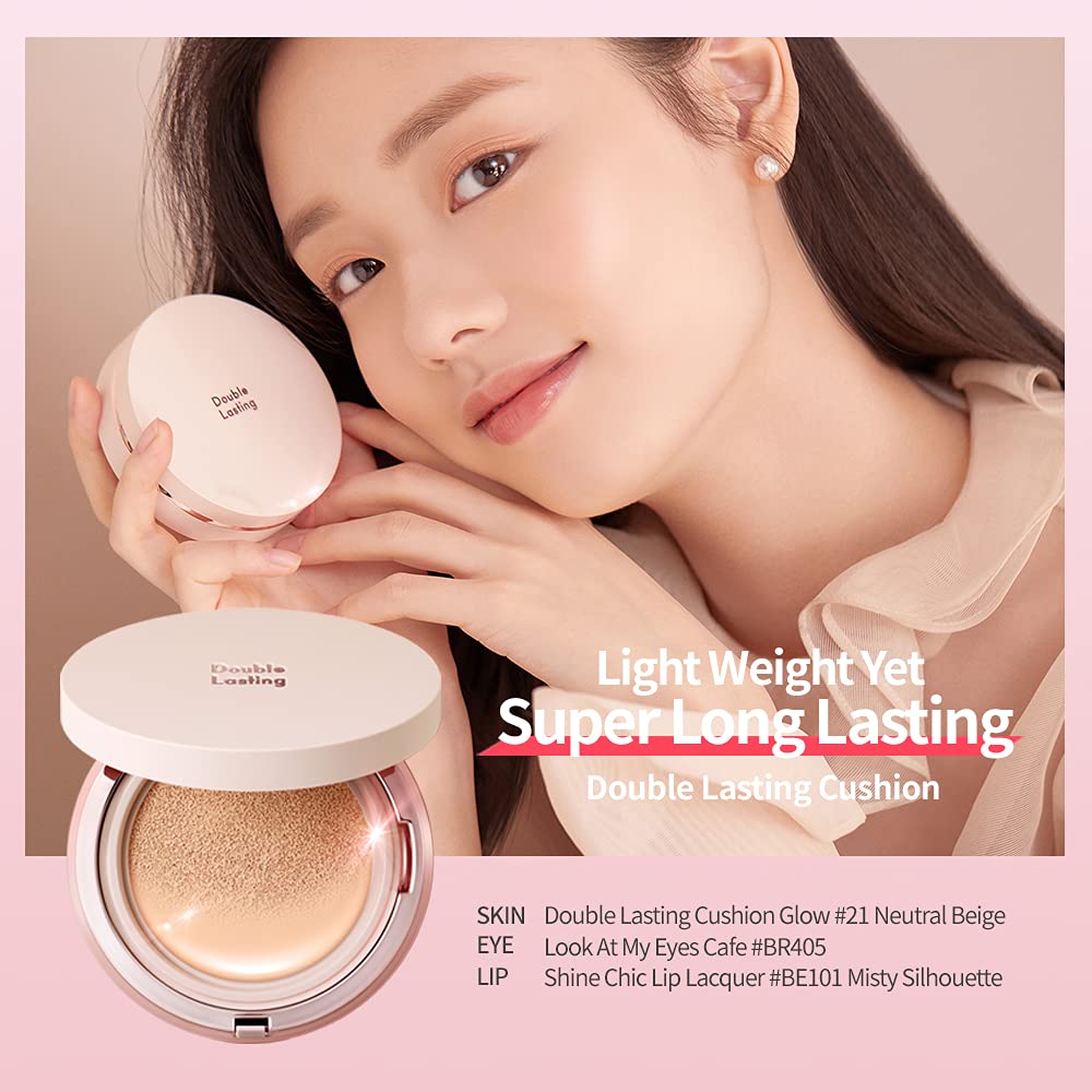 ETUDE Double Lasting Cushion Glow (21C1 Petal) (21AD) | 24-Hours Lasting Cushion with a Radiant Natural Finish