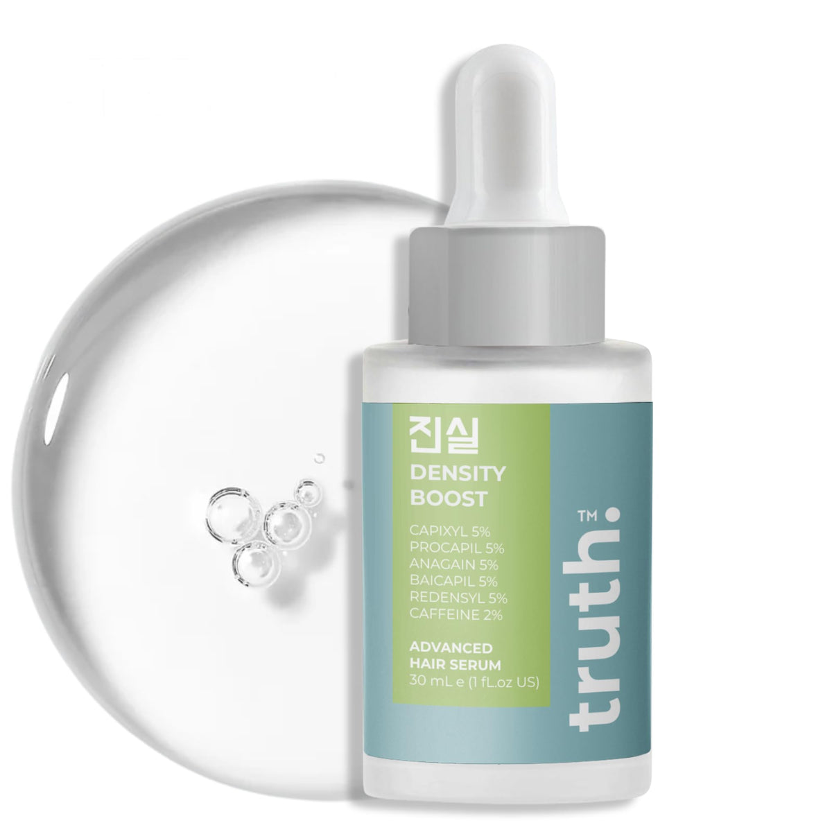 truth Density Boost 30ml Advanced Hair Serum - 40% actives formula 5% REDENSYL + 5% BAICAPIL + 5% ANAGAIN + 5% PROCAPIL + 5% CAPIXYL + 2% PRO VITAMIN B5 + 5% COLLAGEN + 5% KERATIN + 3% BIOTIN