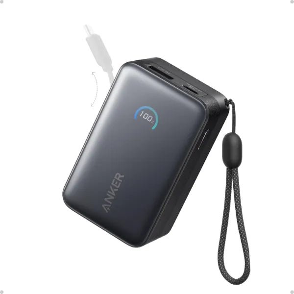 Anker Nano Power Bank 10,000mAh 45W – Built-In Retractable USB-C Cable (A1638011)