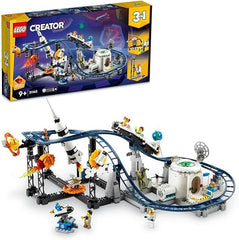 LEGO 31142 Creator 3in1 Space Roller Coaster to Drop Tower or Merry-Go-Round Set, Fairgound Ride Models, Building Toy with Space Rocket, Planets and Light Up Bricks