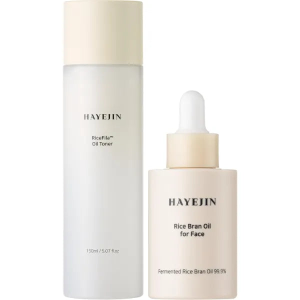 HAYEJIN RiceFila Oil Toner for face (5.07 fl oz) + Rice Bran Serum (1.01 fl oz) - RiceFila Radiance Set – Toner & Face Oil Serum Bundle