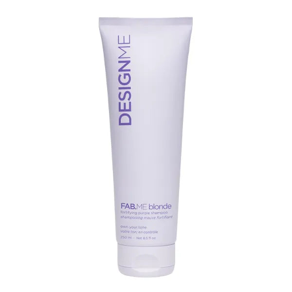 DESIGNME FAB.ME Blonde Fortifying Purple Shampoo | Toning Purple Shampoo for Blonde Hair - Neutralizes Brass and Yellow Tones | Enriched with Hyaluronic Acid, 8.5 Fl Oz