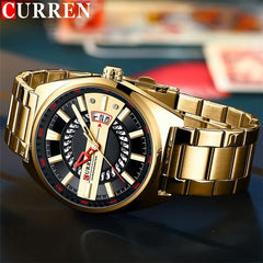 CURREN Men's Quartz Sports Brand Luxury Business Waterproof Automatic Date Stainless - GOLD