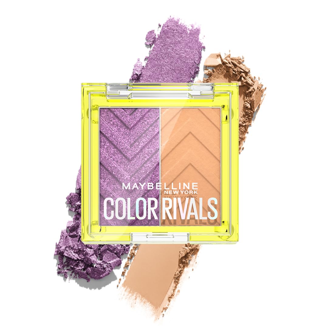 Maybelline New York Color Rivals Pigmented Eyeshadow Palette, Long lasting, Sweatproof, Waterproof, Matte, Shimmer : Spontaneous x Purposeful, 3g