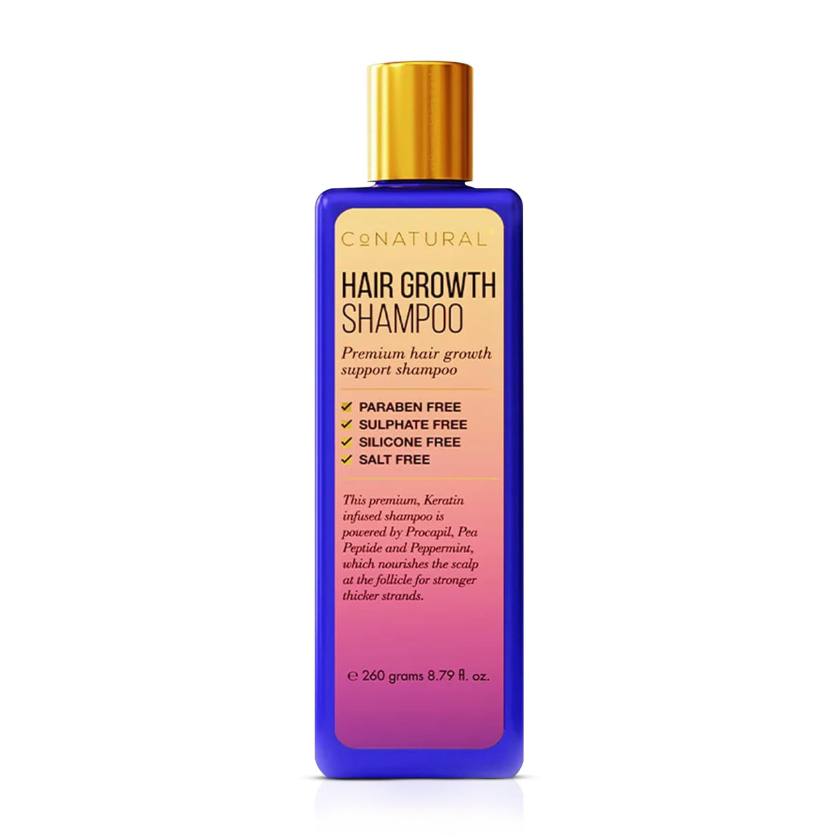 Conatural Hair Growth Shampoo | Paraben Free, Sulphate Free, Halal | Reduces Hair Fall | Enriched with Biotinyl, Apigenin, Pea Peptide and Keratin for Thicker, Stronger, Moisturized Hair