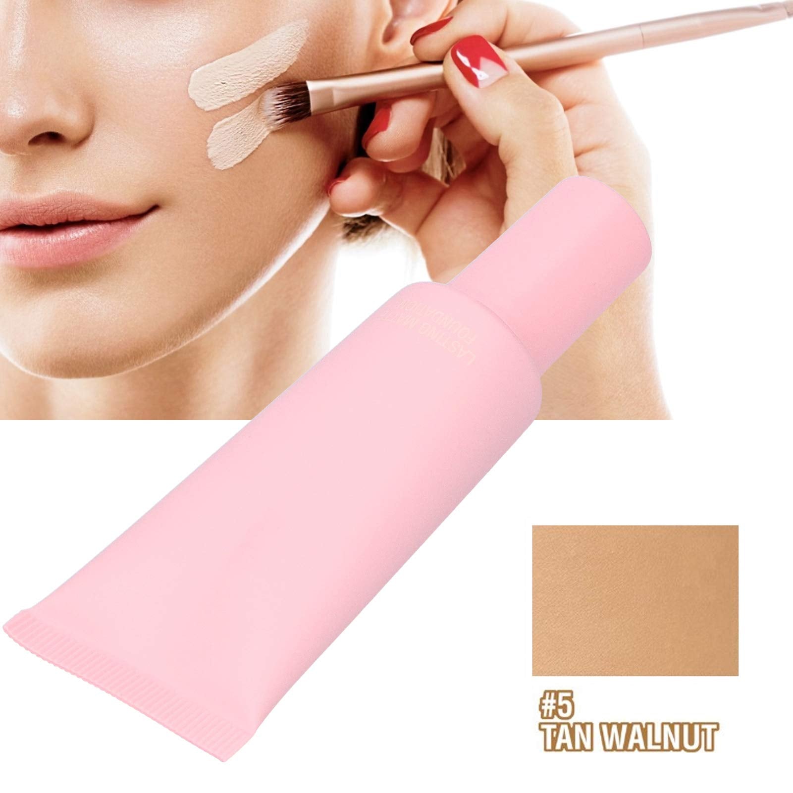 Liquid Foundation, Brighten Highlighting Waterproof Oil Control Concealer Cover Blemish Cosmetic Tool for Women Girls(B)