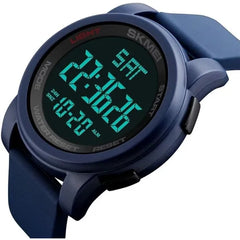 SKMEI Digital Men's Sports Watch Waterproof Multifunction Dual Time Silicone - Blue