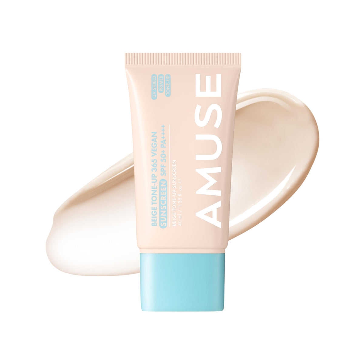 Amuse SEOUL 365 Vegan Beige tone Up Cream | Summer Foundation, Base-skip Tone Up, Beige Color, Natural Coverage, Tinted Cream, Lightweight, Non-Sticky Facial Lotion, Glow Finish (40ml)