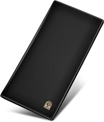 LAORENTOU Bifold Long Leather Wallets for Men Genuine Cow Leather Gift Box Packing Card Holder Men's Slim Wallet, 02 Black Crazy Horse, ONE SIZE, Bifold Wallet