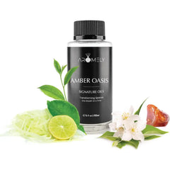 AROMELY Amber Oasis Diffuser Oil Scent - Essential Oils for Diffusers Aromatherapy - Sophisticated Aroma Blend of Green Tea, Orange, Lemon Zest Inspired by The Most Luxurious Hotels - 150ml