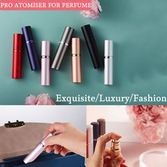 AsaNana Perfume Atomiser, Refillable & Travel Size Perfume Bottle, Leaking Proof,Bottom Pump without Funnel, Luxurious Small women and men, 5ml (Cla.-RoseGold)