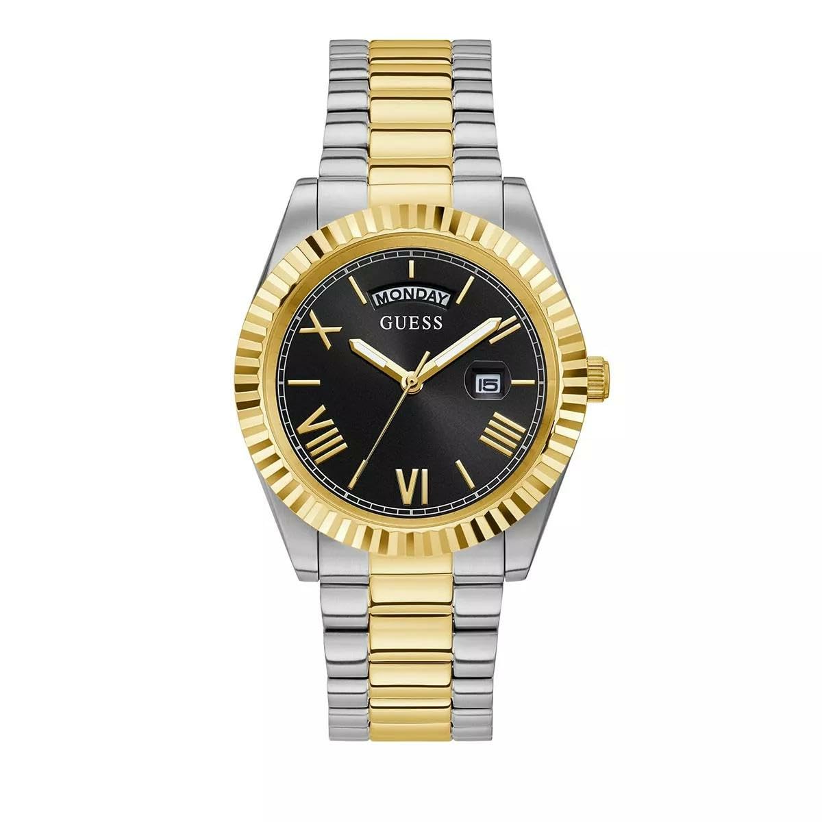 GUESS US Men's Connoisseur Two-Tone Analog Watch, silver/gold, one