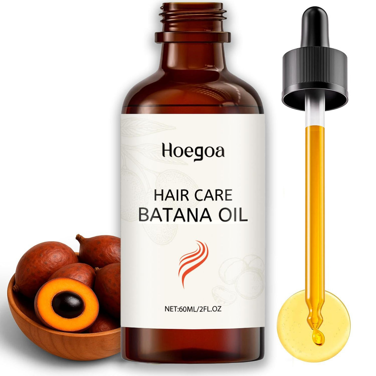 Hoegoa Raw Batana Oil for Hair Growth Organic, Essential Oil For Strengthens Hair, Reduce Hairs Loss and Improve Scalp Health for Men and Women, 60ml/2fl oz