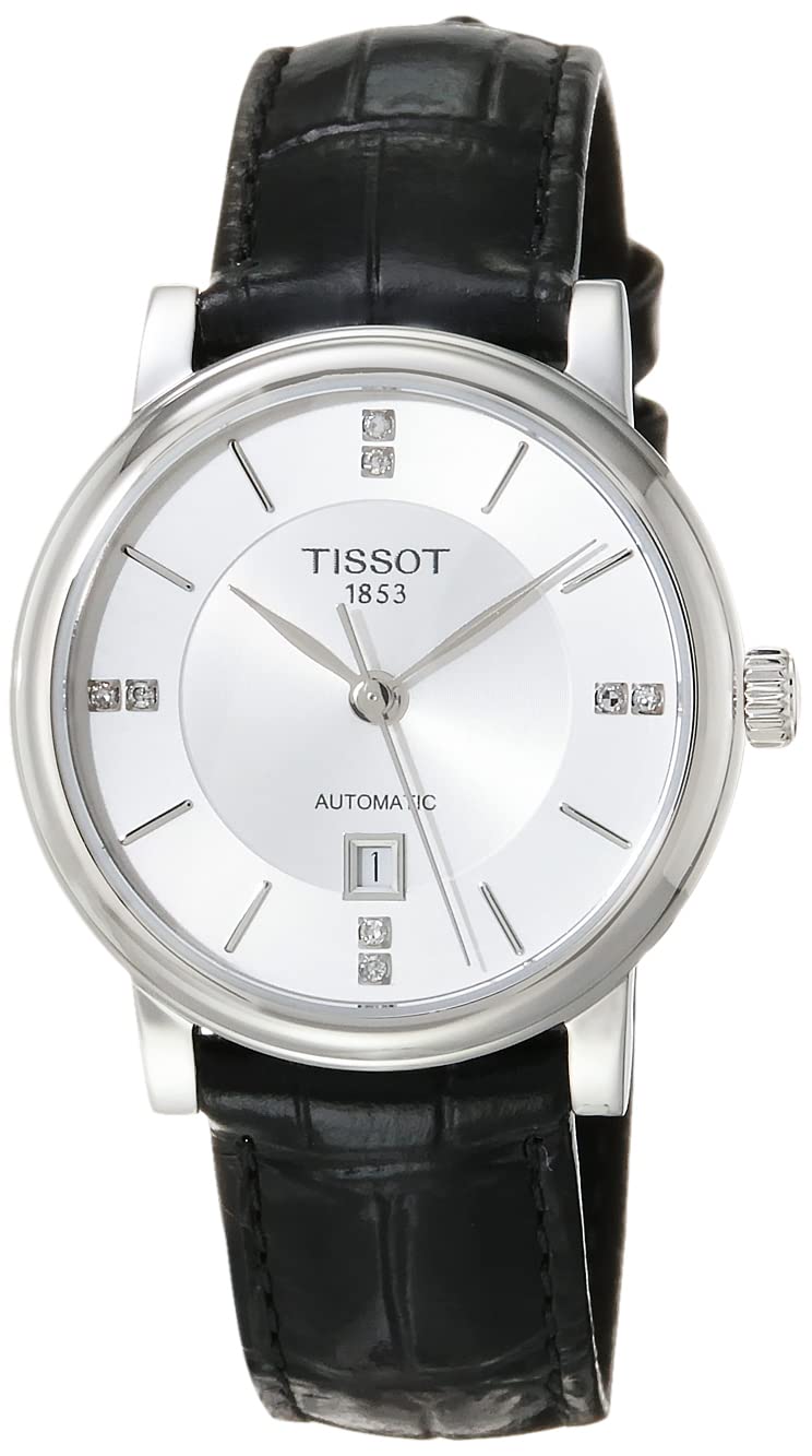Tissot Womens Carson Premium Lady Automatic 316L Stainless Steel case Automatic Watch, Black, Leather, 15 (T1222071603601)