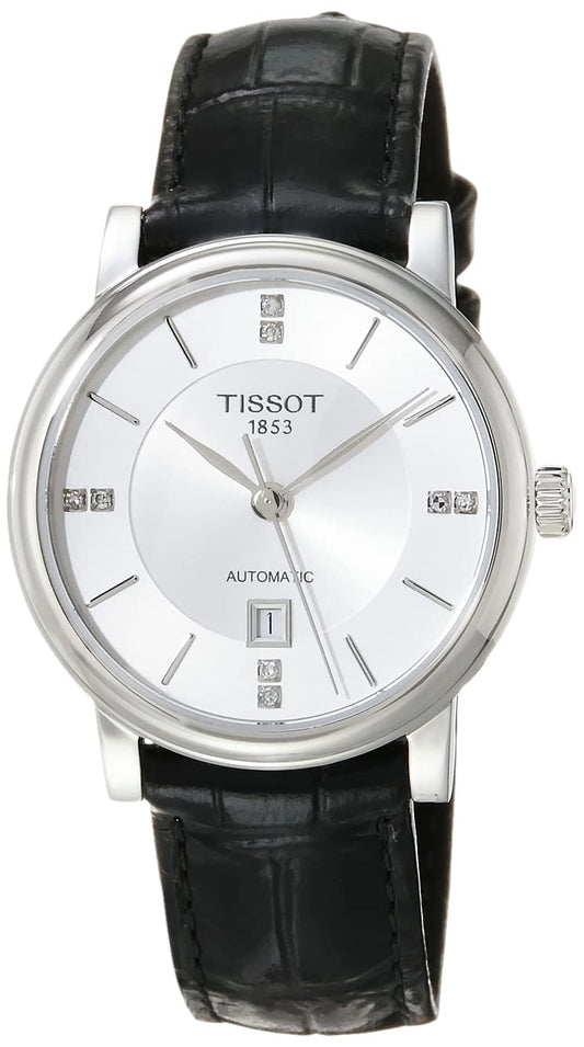 Tissot Womens Carson Premium Lady Automatic 316L Stainless Steel case Automatic Watch, Black, Leather, 15 (T1222071603601)