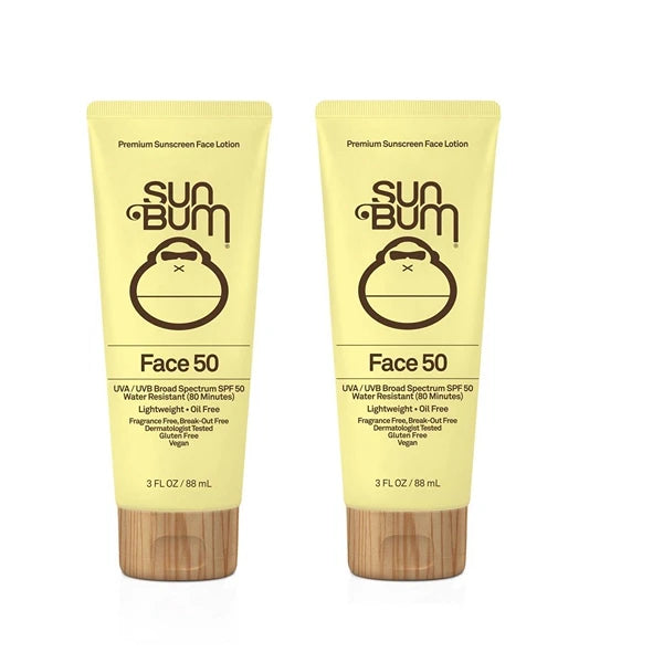 Sun Bum SPF 50 Face Sunscreen Duo (2 Pack), Broad Spectrum UVA/UVB Protection, Lightweight Moisturizing Facial Sunscreen, Reef Friendly