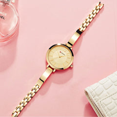 CURREN Ladies Analog Watch Gold Stainless Steel Case Gold Dial Gold Stainless Steel Bracelet