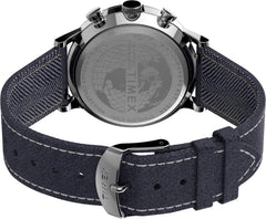 Timex mens Chronograph Watch Waterbury with Leather Strap - Blue