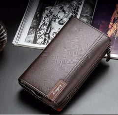 Mens Long Leather Cellphone Clutch Wallet Purse for Men Large Travel Business Hand Bag Cell Phone Holster Card Holder Case Gift for Father Son Husband Boyfriend (Y-BROWN)