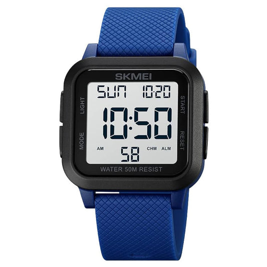 SKMEI Digital Watch - Waterproof Digital Sports Watch with Stopwatch Alarm Countdown Dual Time, EL Backlight Display Digital Watches 42mm Nylon Strap Unisex Wrist Watches - Blue