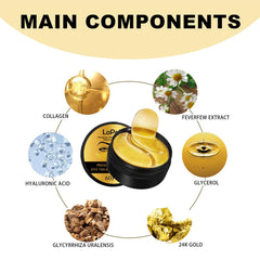 LaPalo Premier 24K Gold Eye Treatment Patches,Anti-aging Collagen Hyaluronic Acid Eye Mask, Diminish Dark Cirles, Wrinkles, Puffiness & Bags, Nourish Skin Care, Travel Size Travel Essentials - 60 pcs