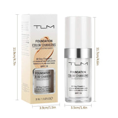 Tailaimei 2020 New TLM Color Changing SPF15 Foundation Auto Skin Color Changing Waterproof Moisturizing with 1 Cosmetic Sponge Puff