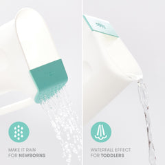 Frida Baby Control The Flow Rinser Bath Time Rinse Cup With Easy Grip Handle And Removable Rain Shower, White