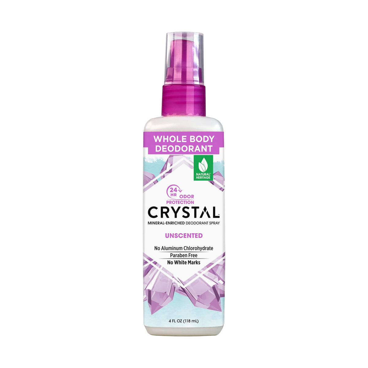 Crystal Essence Mineral Deodorant Spray, Unscented, All Over Body Deodorant, 4 Fl Oz