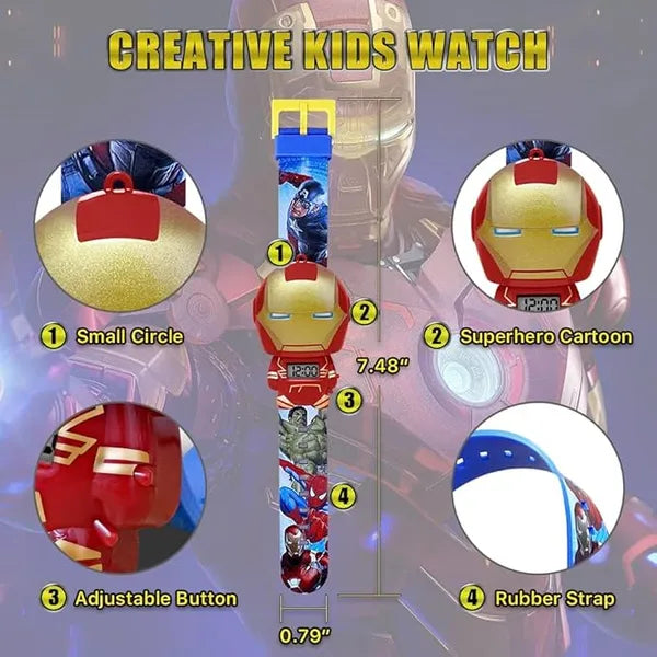 KASTWAVE Superhero Kids Watch, Kids Digital Watch for Boys Girls, Easy Read Cute Cartoon Wrist Watches Toy, Gift for Holiday, Birthday, Christmas