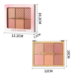 Azonee 6 Colors Facial Blush Palette, 1 Piece Multi Purpose Blusher Facial Highlighter Contour Makeup Palette, Matte Shimmer Pearly Blusher Palette