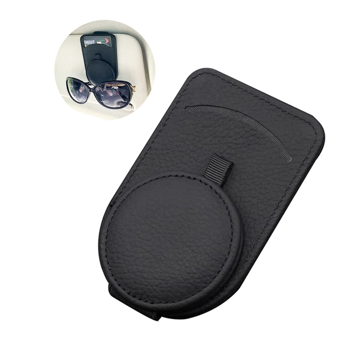 ELECDON Sunglass Holder for Car Visor,Adsorption Sunglasses Holder Clip for Storing Glasses Card Mask, for Car Visor (Black)