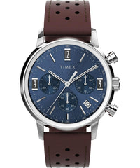 Timex Marlin Men's Chronograph Watch with Leather Strap - Blue