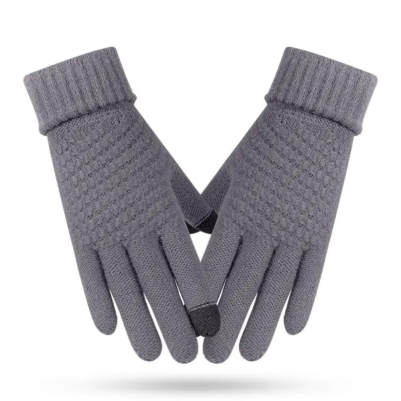 SANKRO Winter Gloves for Men and Women, Thermal Gloves, Touch Screen, Elastic Knitted Gloves with Warm Lining, Thermal Winter Gloves - for Running, Cycling, Driving - Gray