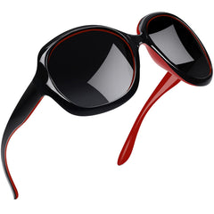 Joopin Polarized Sunglasses for Women, Ladies Big Frame Polarized Eyewear UV400 Protection Driving Fishing - Black Red