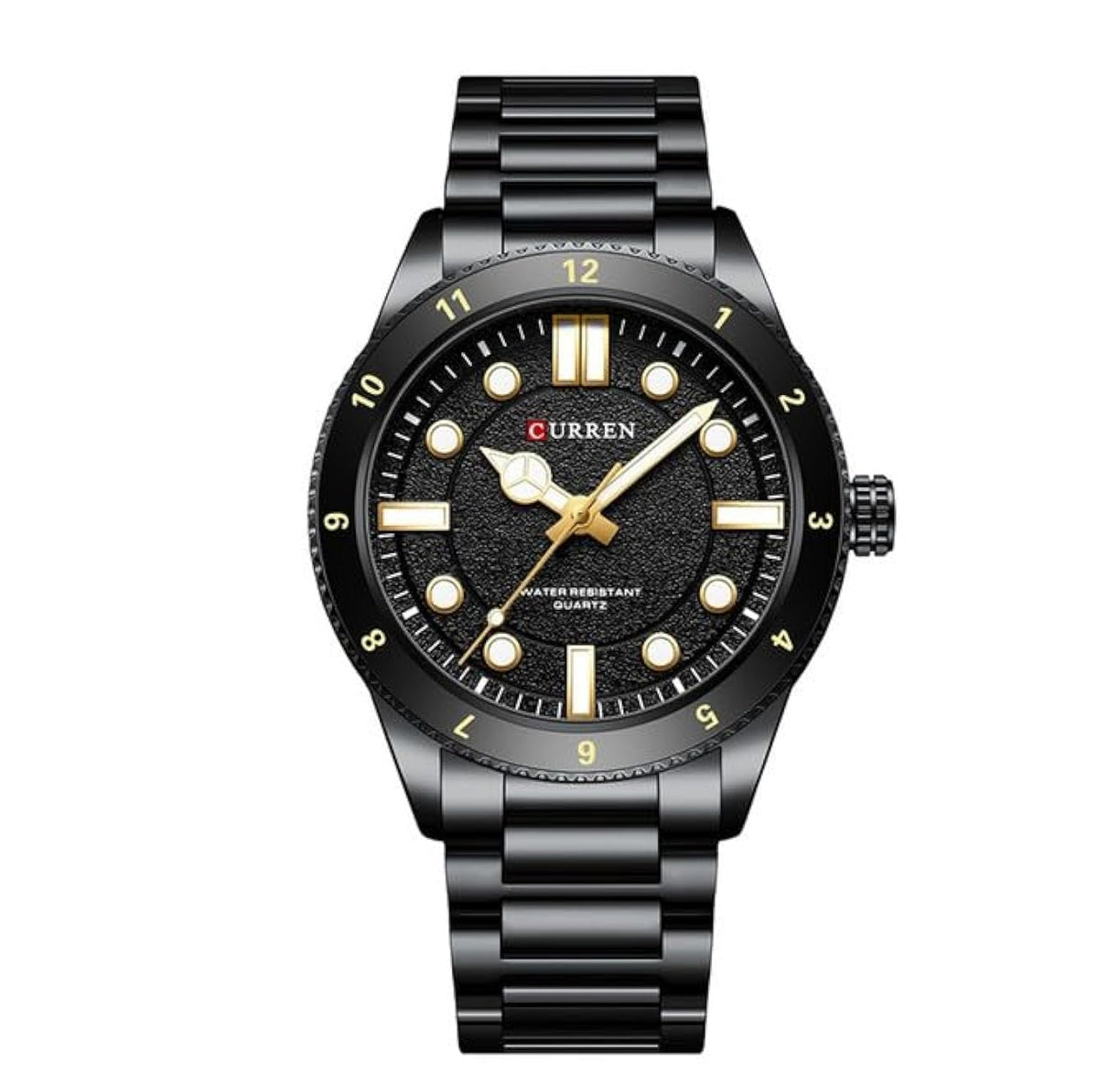 CURREN-Quartz Wrist Watches for Men, Round Luminous Hand, Stainless Steel Strap, Casual Business Watch, New Watches for Men, 8450 - BLACK