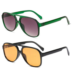 Freckles Mark Vintage Retro 70s Sunglasses for Women Men Classic Large Squared Aviator Frame UV400 Trendy Orange Glasses