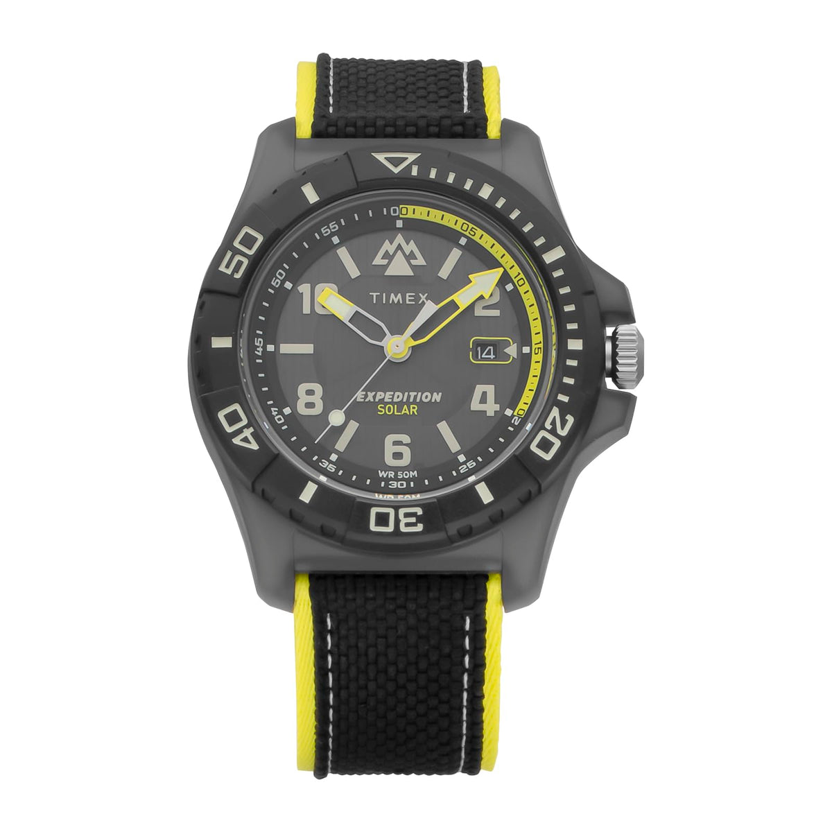 Timex Expedition North Black Dial Recycled Plastic Mineral Glass Solar 46MM American Watch Watch Brand, Yellow