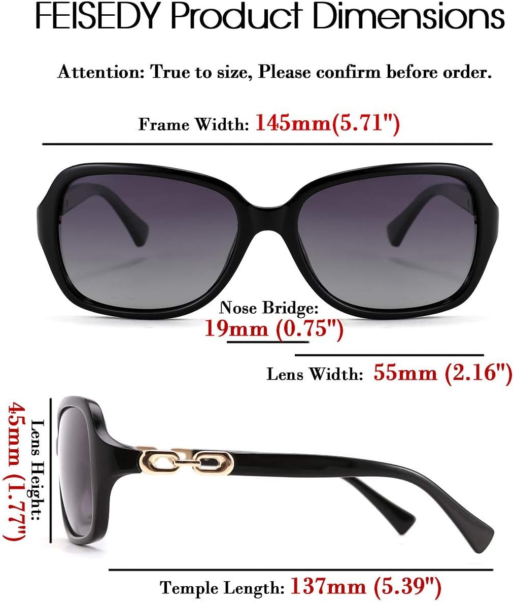 FEISEDY Women Polarized Sunglasses 100% UV400 Vintage Square Sun Glasses Outdoor Driving Fashion Shades for Women B2526