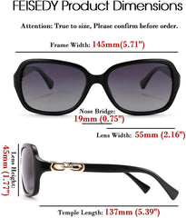 FEISEDY Women Polarized Sunglasses 100% UV400 Vintage Square Sun Glasses Outdoor Driving Fashion Shades for Women B2526
