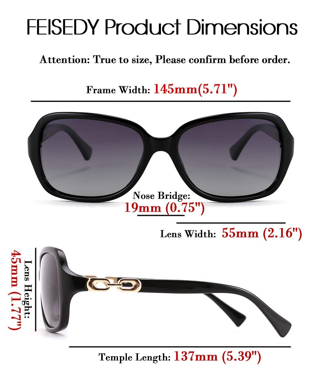 FEISEDY Women Polarized Sunglasses 100% UV400 Vintage Square Sun Glasses Outdoor Driving Fashion Shades for Women B2526