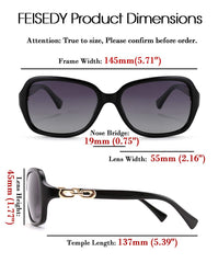 FEISEDY Women Polarized Sunglasses 100% UV400 Vintage Square Sun Glasses Outdoor Driving Fashion Shades for Women B2526