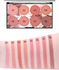 ORiTi Blusher Palette, 8 Colors Blush Blusher Powder Palette Face Cosmetic Makeup Contour Shadow