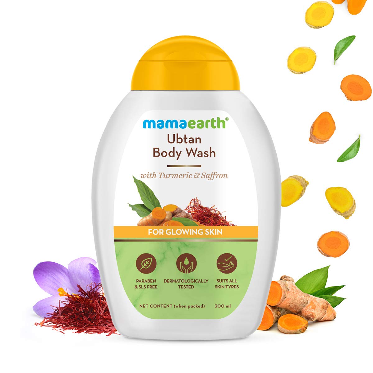 Mamaearth Ubtan Body Wash With Turmeric & Saffron, Shower Gel for Glowing Skin – 300 ml