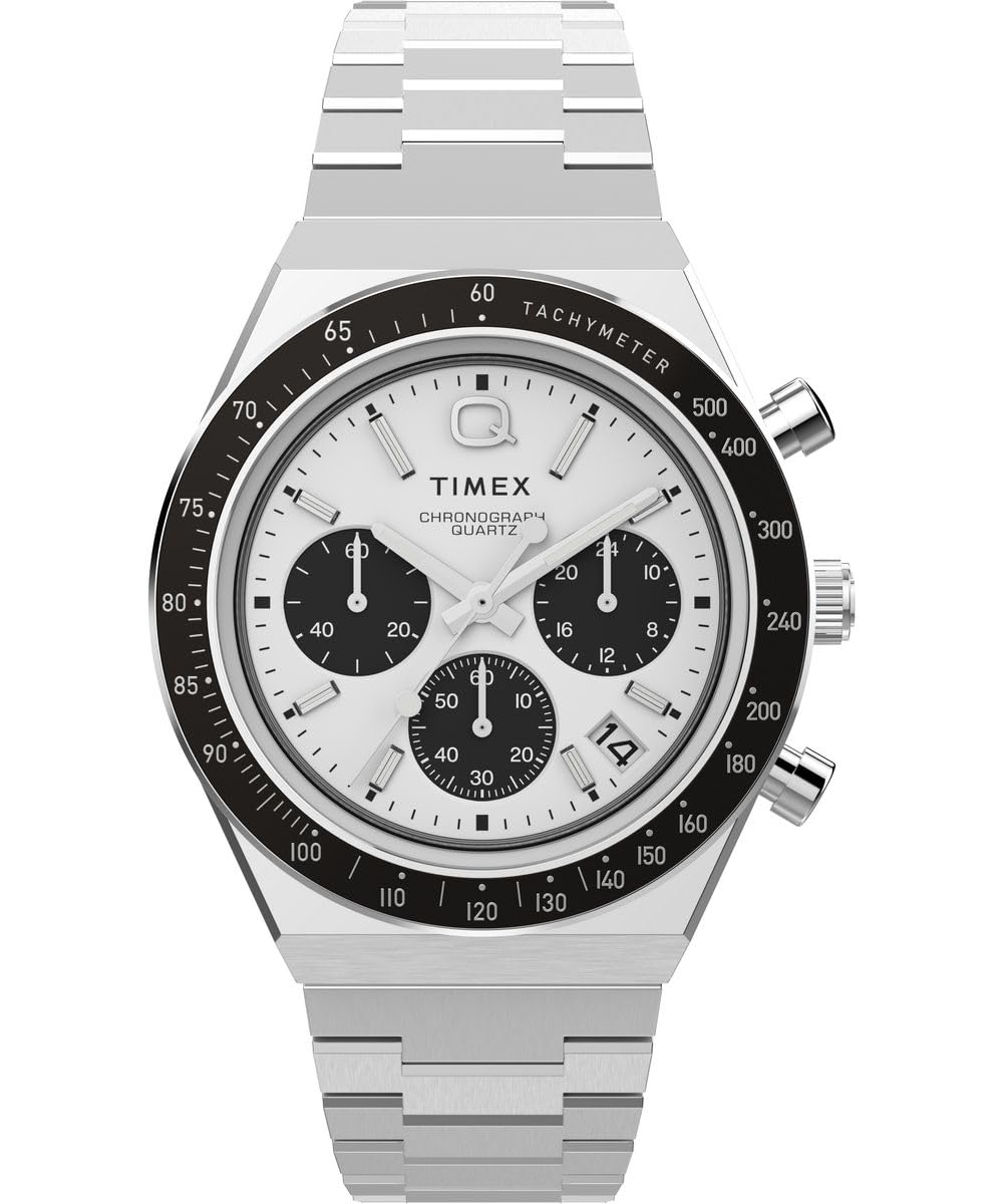 Timex Men's Chronograph Quartz Watch with Stainless Steel Strap TW2W53300, Silver, Modern