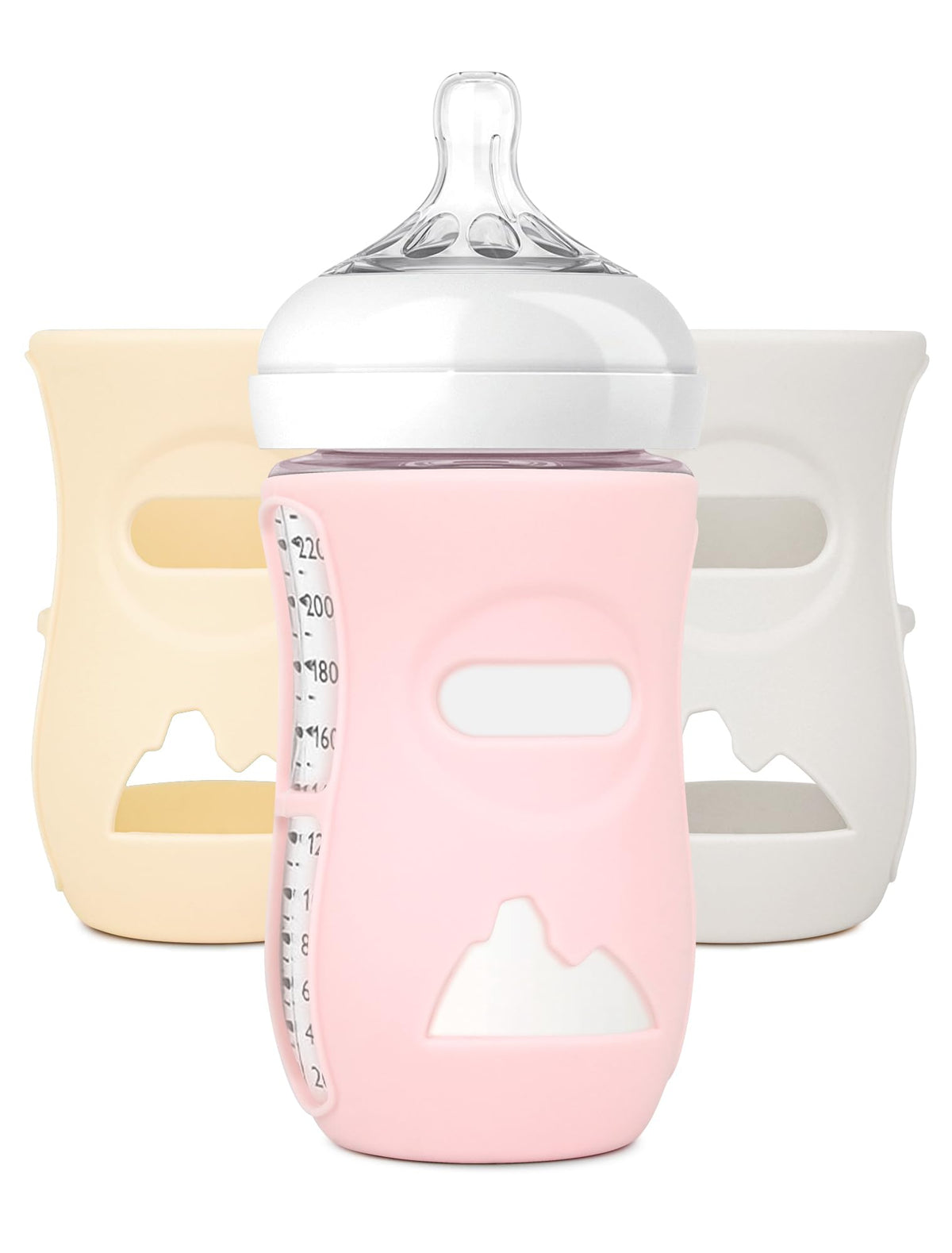 LOTBILL 3 Pack Silicone Sleeves for Avent Natural Glass Baby Bottles, Protection and Insulation, Glass Baby Bottle Sleeve Compatible with Avent Glass Bottles 8 oz, Dishwasher Safe, BPA Free