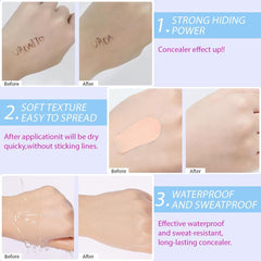 Excefore 2 Pack Full Coverage Concealer Stick, Waterproof Correcting Concealer Pen, Cream Foundation Eye Brightener, Anti Aging, Natural Matte Finish