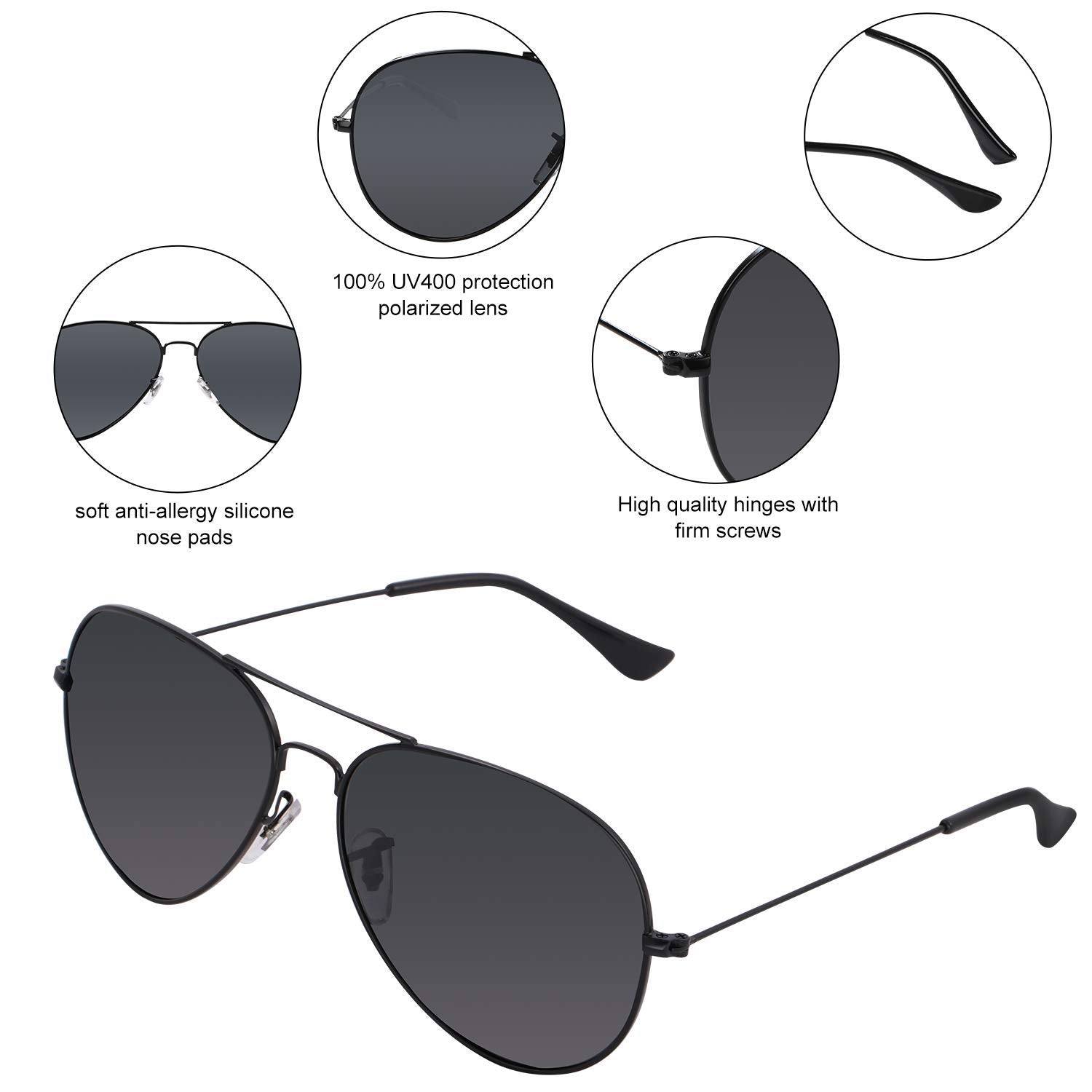 Bio-th Polarized Aviator Sunglasses for Womens Men Driving UV Protection Metal Mirror Frame trendy lentes de sol hombre