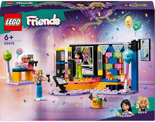 LEGO Friends Karaoke Music Party Set, Musical Toy for 6 Plus Year Old Girls, Boys and Kids Who Love Singing, Pretend Play with Mini-Doll Characters Nova and Liann, plus Microphones, Gift Idea 42610