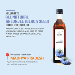 Milliare Natural Kalonji (Black Seed) Wood Pressed Oil - 100% Pure Best for Body, Skin & Hair | Natural Kalonji (Black Seed) | Organic Essential Oil | 250 ml
