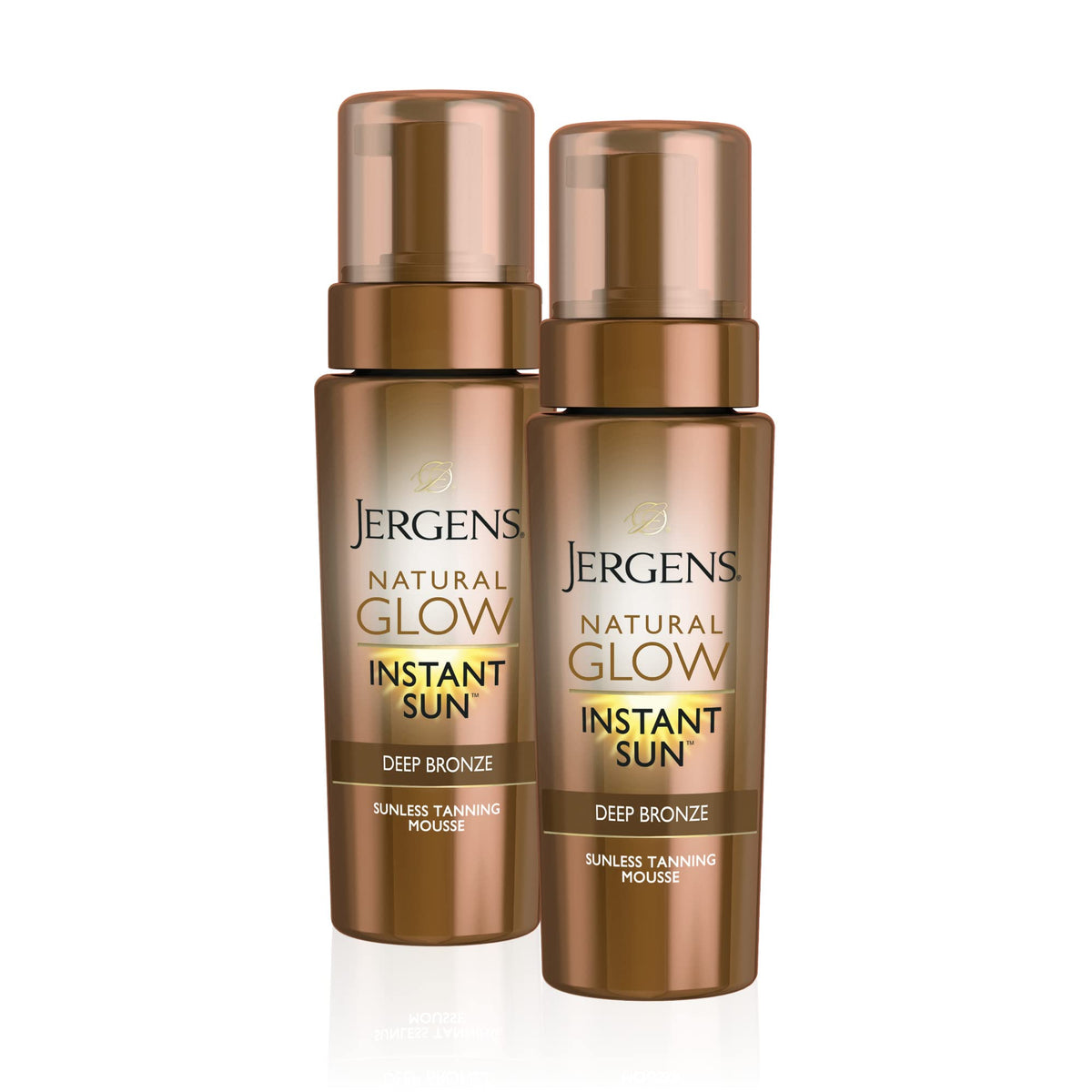 Jergens Natural Glow Instant Body Mousse, Self-Tanner for a Deep Bronze Tan, Sunless Body Bronzer for Instant Natural Tan, 6 oz, 2 Pack